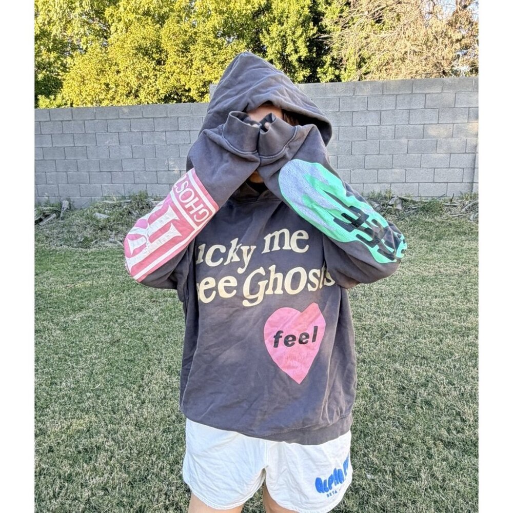 Lucky Me I See Ghosts Hoodie Purple Sweater XXL Kanye West Kid Cudi Collab Merch